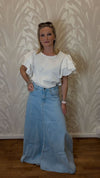 Blusa Bianca con Maniche a Volant a Strati