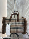 Borsa in tessuto e pelliccia