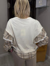 Maglia con stampa e maniche in tessuto camicia