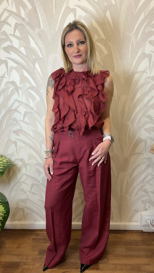 Pantalone in lino e viscosa