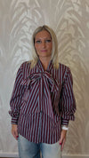 Camicia a righe over con fiocco
