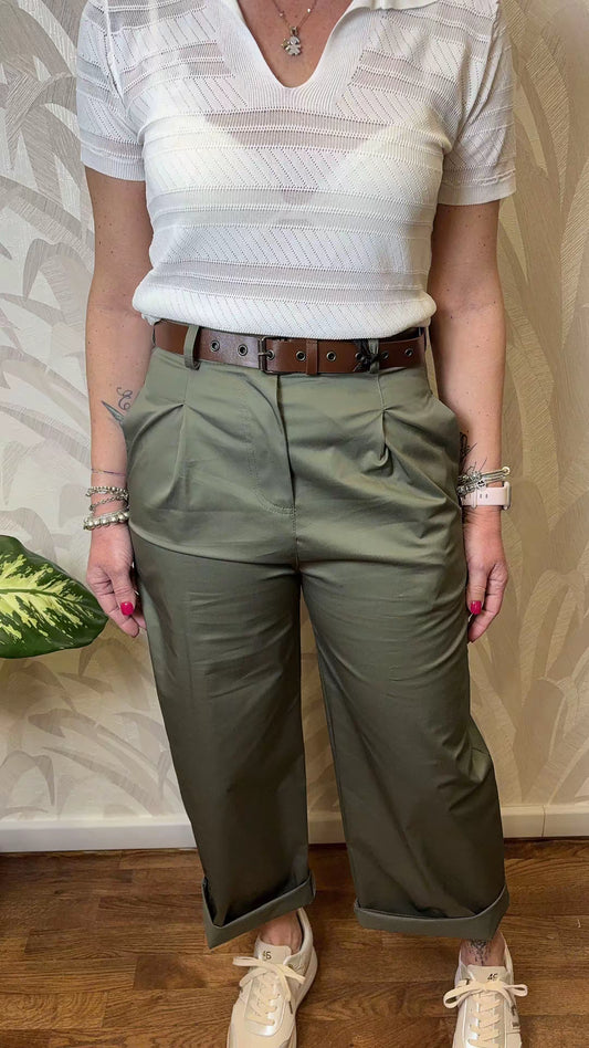 Pantalone in cotone vita alta