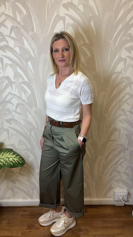 Pantalone in cotone vita alta