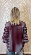 Camicia a righe over con fiocco